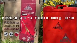 ABREK pompa irrorazione zaino a batteria 16 LT [upl. by Ynnam722]