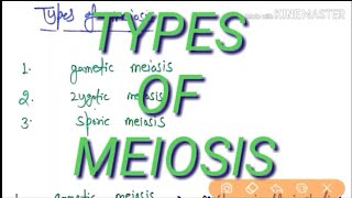 types of meiosis gametic meiosiszygotic meiosis or sporogenic meiosis [upl. by Jona]