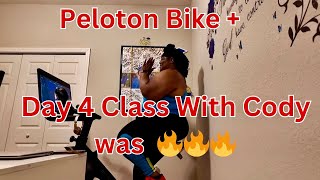 Peloton Bike Ride Day 4  Peloton Instructor Cody  Weight Loss Journey motivation weightloss [upl. by Nydnarb576]