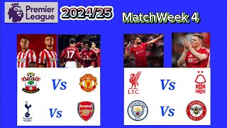 EPL202425SCHEDULES amp FIXTURES MATCHWEEK4 SOUTHAMPTON Vs MANCHESTER UNITED [upl. by Attinahs495]