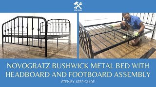 Novogratz Bushwick Metal Bed with Headboard and Footboard Assembly Instructions StepbyStep Guide [upl. by Aynwad]