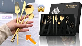 🌟Juego de CUBIERTOS dorados  Cubertería Aliexpress del 2024🥄 [upl. by Simone387]