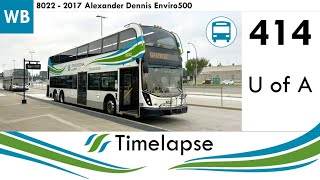 Strathcona County Transit 414 U of A Express  Timelapse [upl. by Enaelem]