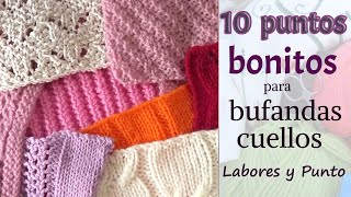 ✅ 10 puntos bonitos para tejer bufandas a dos agujas Labores y Punto [upl. by Aleinad892]