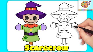 How to draw a scarecrow  EASY DRAWING for beginners [upl. by Ahcorb]