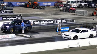 Jeep Grand Cherokee Trackhawk Vs Dodge Challenger SRT Hellcat Drag Race  Las Vegas 622023 4K UHD [upl. by Nagah]