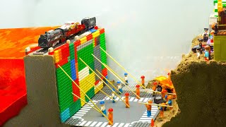 Dam Breach Experiment  Massive Failure of NEW LEGO Dam amp Railway collapse near Lego City [upl. by Aihsitan]