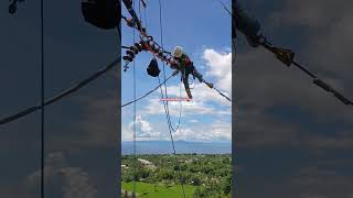 Fixing Insulator in the tower lineman job [upl. by Curkell]