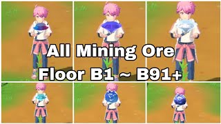 Complete Mining Ore Floor B1  B91  Harvest Moon Home Sweet Home Rocks Stones amp Ores [upl. by Nemzzaj634]