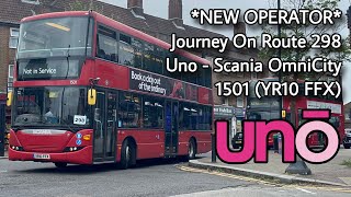 NEW OPERATOR Journey On Route 298  UNŌ Scania N230UD OmniCity  1501 YR10 FFX [upl. by Leupold]