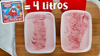 FAÇA 4 LITROS DE SORVETE CASEIRO COM APENAS 1 PACOTE DE GELATINA  Menino Prendado [upl. by Lehrer]