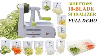 Brieftons 10 Blade Spiralizer Full Demo [upl. by Nairrod]