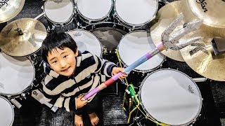 Pirates of the Caribbean Drum Cover 5 Year Old Drummer [upl. by Sussi942]