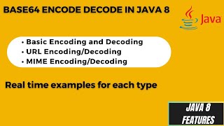 13 How to Encode and Decode the data in java 8  Java 8 Base64 Encode Decode with examples [upl. by Nodmac]