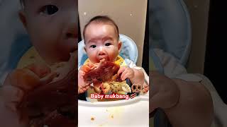 Baby mukbang food baby like 🥓🥓🥓shorts viralvideo [upl. by Linad124]