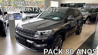 Jeep Compass Longitude Pack 80 Anos T270 2022  Em detalhes [upl. by Adidnere]