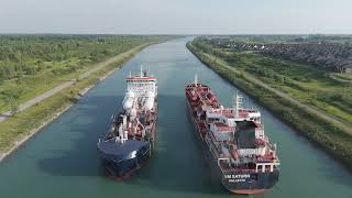 Mia Desgagnes Chemical Tanker  Welland Canal Aerial View [upl. by Nilrah]