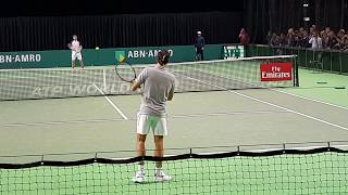 Training Roger Federer with F Lopez in Rotterdam ABNAMRO ATP 500 [upl. by Zaremski]