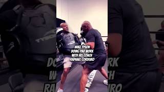 MIKE TYSON EXPLOSIVE PAD WORK shorts boxing miketyson paultyson jakepaul netflix gym workout [upl. by Kcirdneh]