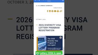 DV Lottery 2026 is openshorts [upl. by Oad]