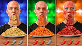 Spicy vs Spicier vs Spiciest Instant Noodles by VANZAI [upl. by Groeg]