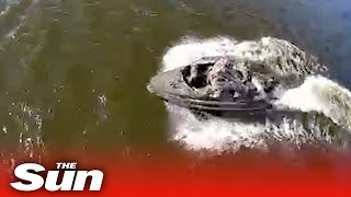 Ukrainian Kamikaze drone crashes into Russian boat [upl. by Ennovehc416]