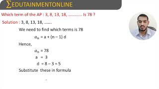 Which term of the AP  3 8 13 18  is 78  PROGRESSIONS  CLASS 10  EDUTAINMENT ONLINE [upl. by Sletten]