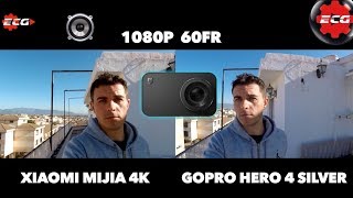 Xiaomi Mijia 4K review completa VS GoPro Hero 4 Silver [upl. by Lehcear]