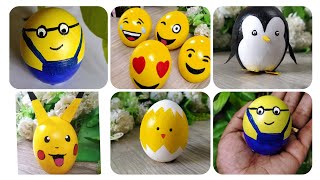 Simple Eggshell craft ideasEasy eggshell Crafts of penguin minionsEmojiseggshell episode 19 [upl. by Aaron]