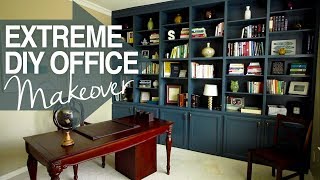 EXTREME DIY Office Makeover  DIY Buildin Book Shelves At Home Decor [upl. by Anikal631]