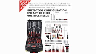 899 pcs Removable Hand Toolbox Set with 4 Drawers Household Repairs Auto Maintenance Construction [upl. by Yemerej]