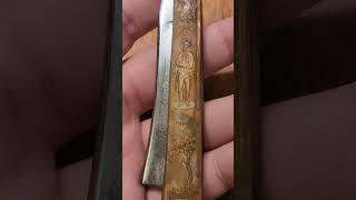 Collier Stubtail Straight Razor Early 1800s Pressed Horn Founding Fathers Theme Franklin Washington [upl. by Anisirhc]