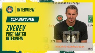 Zverev Final postmatch interview  RolandGarros 2024 [upl. by Eicyak155]