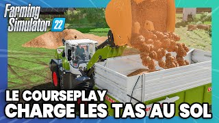 Le COURSEPLAY FS22 charge les tas au sol dans les bennes  Cest diablerie [upl. by Aubert]