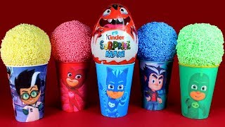 PJ Masks Play Foam Cups Surprise Catboy Owlette Gekko Blind Bags Surprise Eggs Opening Learn Colors [upl. by Marcie]