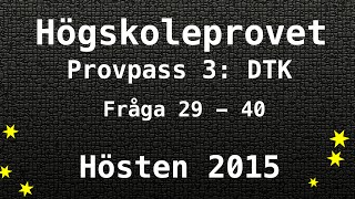 Högskoleprovet 2015 Hösten Lösningar Pass 3 DTK Kvantitativa Matte [upl. by Raymund228]