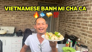 Vietnamese banh mi cha ca 🐟🔥💯 [upl. by Wallas]