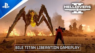 Helldivers 2  Bile Titan Liberation Gameplay  PS5 amp PC Games [upl. by Aneerehs]