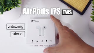 Unboxing Earphone Airpods i7S TWS Bluetooth  Tutorial Cara Menyambungkan [upl. by Daphne]