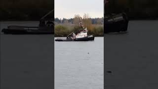 Tugboat Towing Barge Down The Fraser River Part 2 [upl. by Nosmoht]