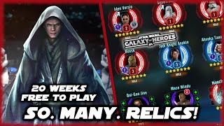 You Wont Believe How Many Relic Characters I Have 20 Weeks Free to Play in SWGOH [upl. by Elman]