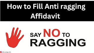 Anti Ragging Affidavit  How to Fill Anti Ragging Affidavit  Anti Ragging Affidavit for CURAJ Ajmer [upl. by Birgit]