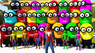 GTA 5 Epic Ragdolls RED SPIDER MAN VS RED MINION VS GREEN MINION Euphoria Physics amp Funny Fails [upl. by Elson]