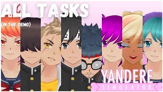 ALL TASKS  Yandere Simulator Demo [upl. by Enelyar]