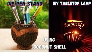 Make BEAUTIFUL pen stand and candle holder using COCONUT SHELL  coconutshell crafts [upl. by Gnik]