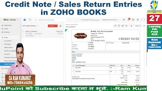 27 Credit Note Sales Return Entries in ZOHO BOOKS ZOHO learn tutorial [upl. by Beane185]