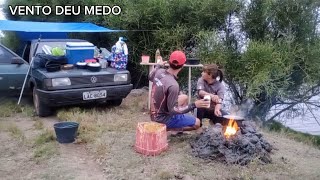 Acampamento PESCANDO e COZINHANDO por pouco tudo estaria perdido vento muito forte [upl. by Calista748]