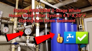 iSpring WGB32BM 3Stage Whole House Water Filter System 45 X 20  iSpring Spin Down Sediment [upl. by Anikal]