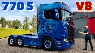 Custom Work on SCANIA 770 S V8  Exhaust Stack Sound [upl. by Sotnas]