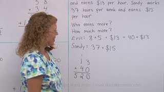 Word problem about earnings  2digit multiplication 4th grade [upl. by Gerty]